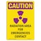 Signmission OSHA CAUTION RADIATION Sign, Radiation Area For W/ Symbol, 7in X 5in Decal, 7" H, 5" W, Portrait OS-CR-D-57-V-10251 - alternate 1